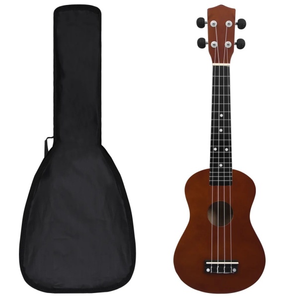 Set Ukulele Soprano Cu Husă Pentru Copii Lemn Inchis 23